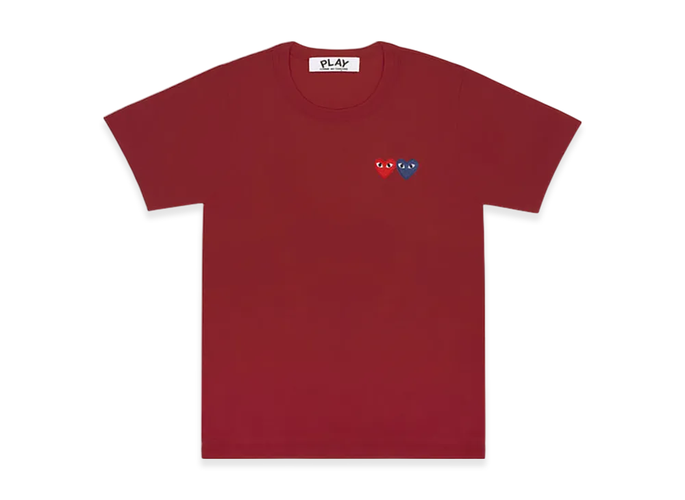 COMME des GARCONS PLAY T-Shirt With Double Heart Ladies "Burgundy"