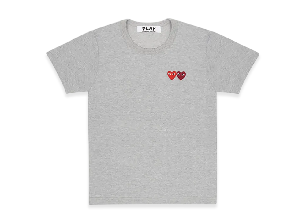 COMME des GARCONS PLAY T-Shirt With Double Heart Ladies "Grey"