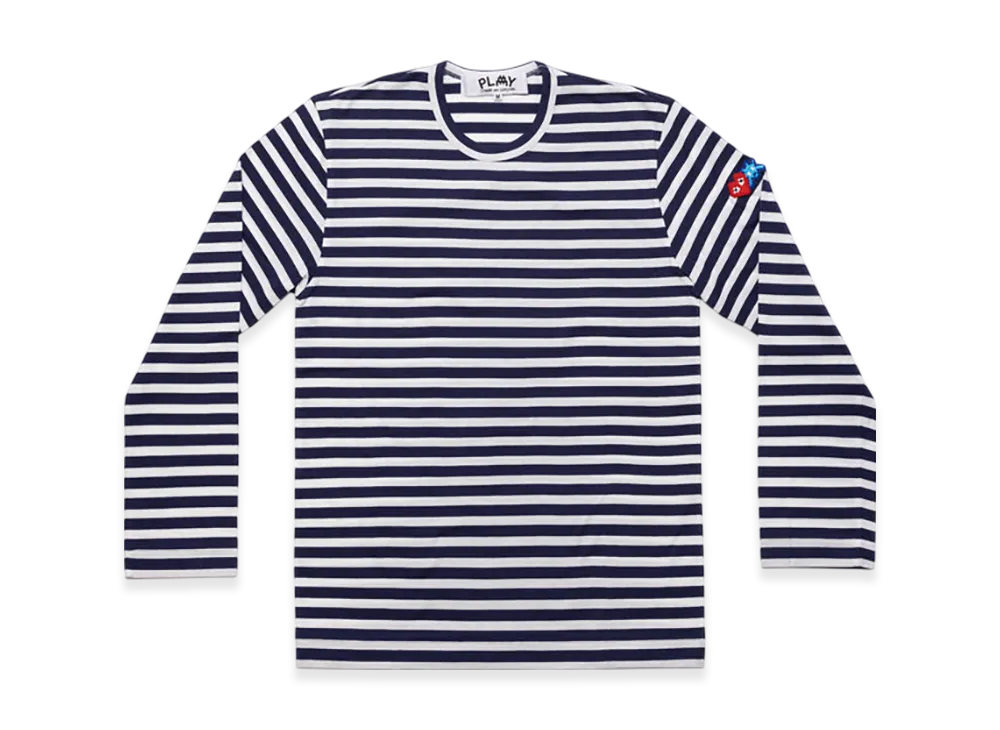 COMME des GARCONS PLAY Invader Striped L/S T-Shirt Ladies "Navy/White"