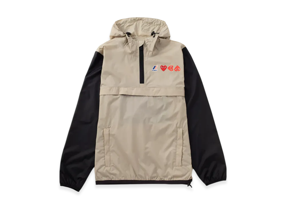 COMME des GARCONS PLAY K-Way Half Zip "Black/Beige"