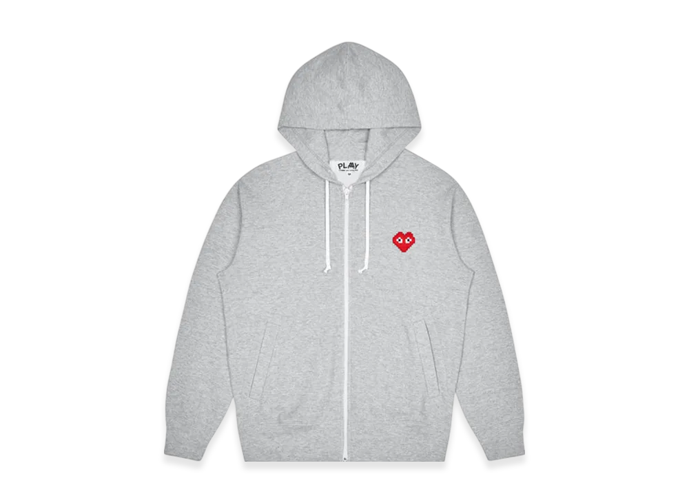 COMME des GARCONS PLAY Invader Hooded Sweatshirt Mens "Top Grey"