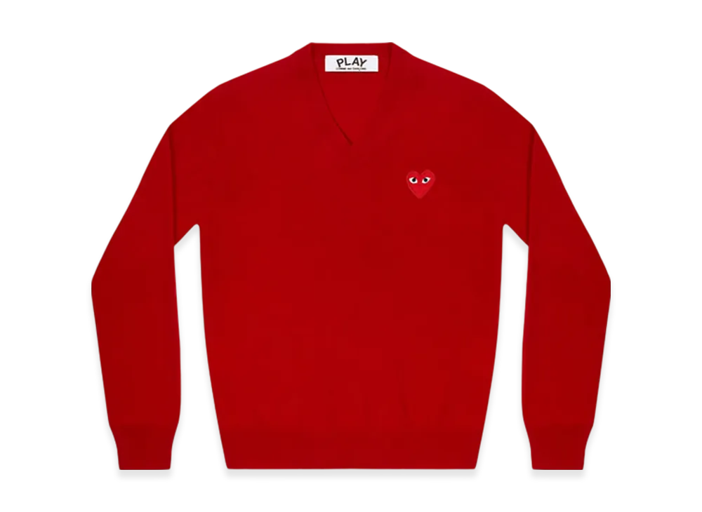 COMME des GARCONS PLAY Unisex V-Neck Sweater "Red"