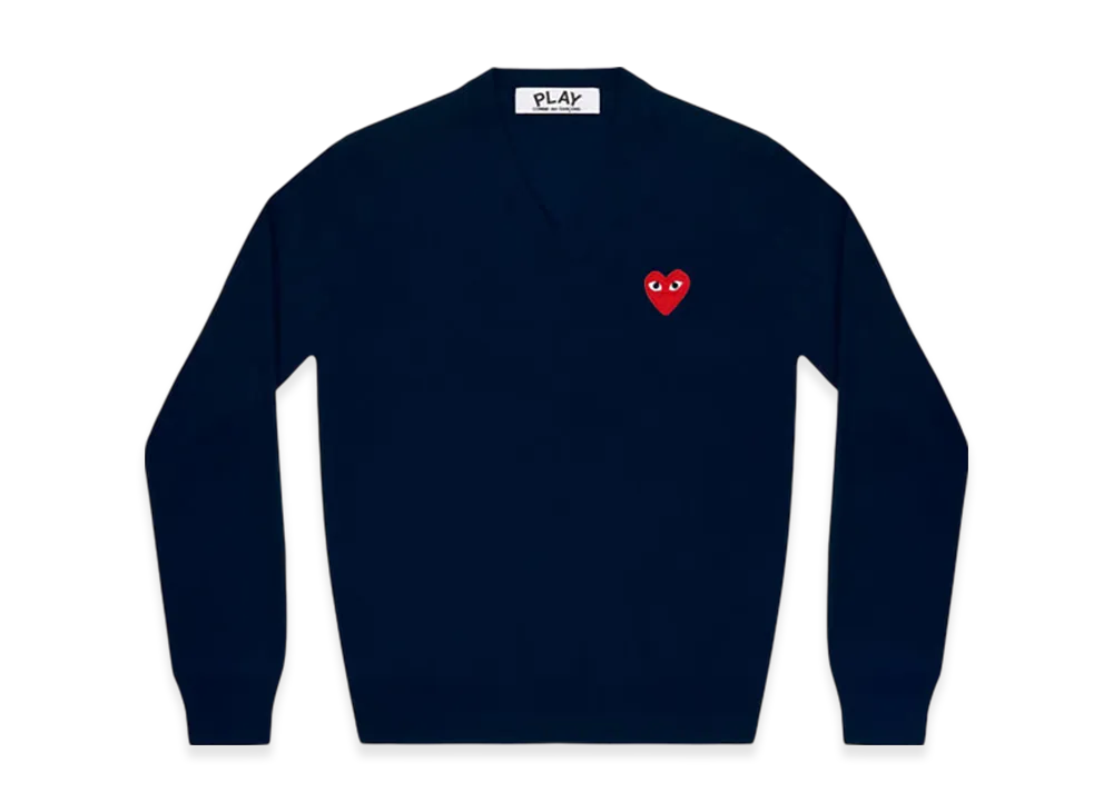 COMME des GARCONS PLAY Unisex V-Neck Sweater "Navy"
