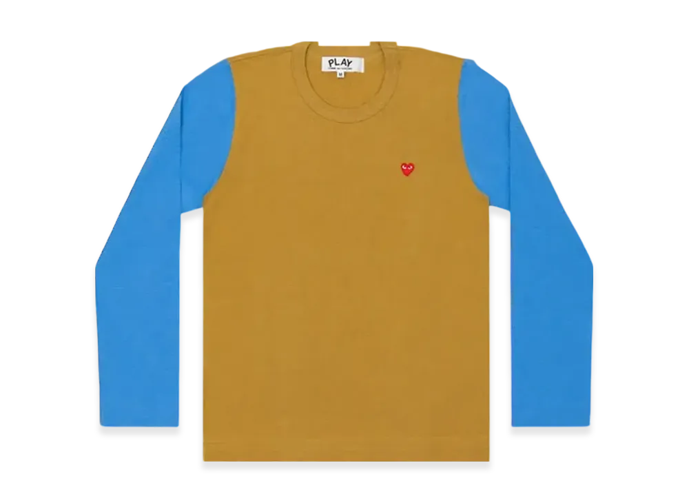 COMME des GARCONS PLAY CDG Red Heart Coloured L/S T-Shirt Ladies "Olive/Blue"