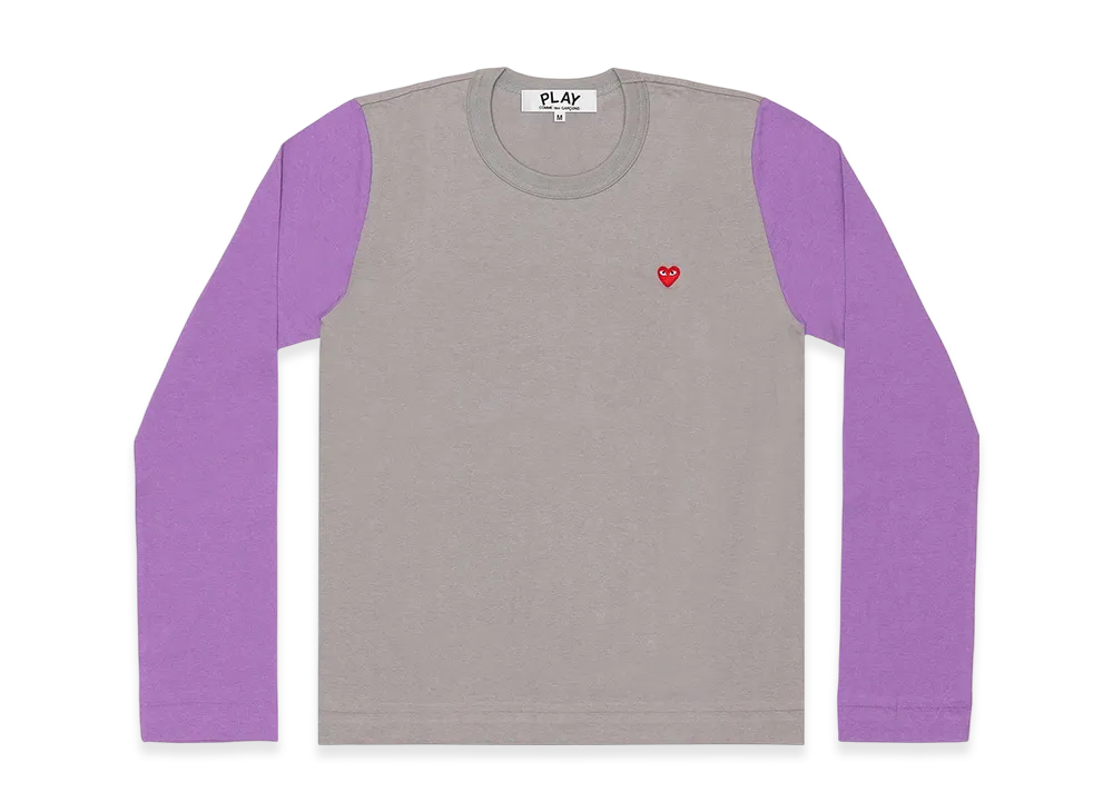 COMME des GARCONS PLAY CDG Red Heart Coloured L/S T-Shirt Ladies "Gray/Purple"