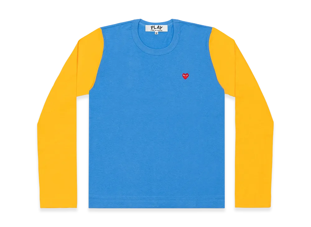 COMME des GARCONS PLAY CDG Red Heart Coloured L/S T-Shirt Ladies "Blue/Yellow"