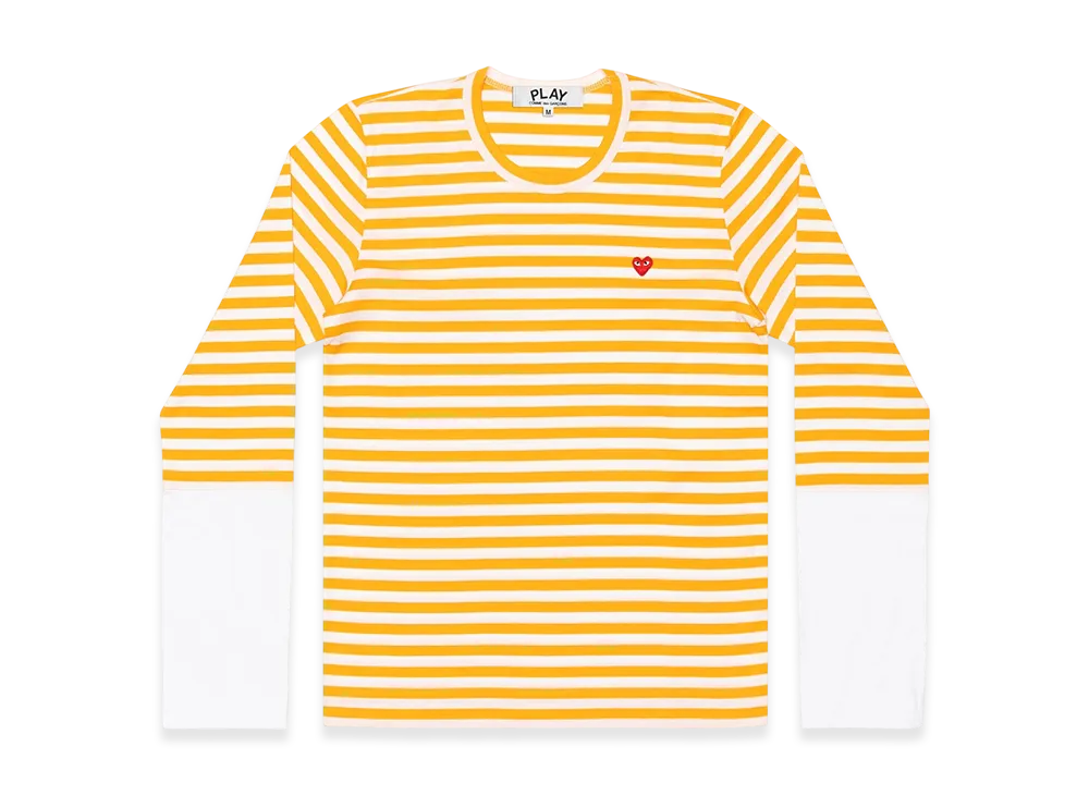 COMME des GARCONS PLAY CDG Small Red Heart Striped L/S T-Shirt Ladies "Purple/White"