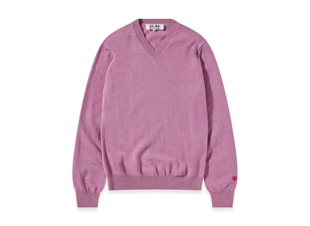 COMME des GARCONS PLAY CDG Top Dyed Carded Lambswool V Neck Sweater Ladies "Purple"