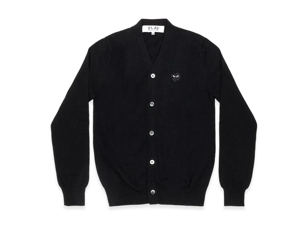 COMME des GARCONS PLAY Unisex V-Neck Cardigan with Emblem x Rhinestone "Black"