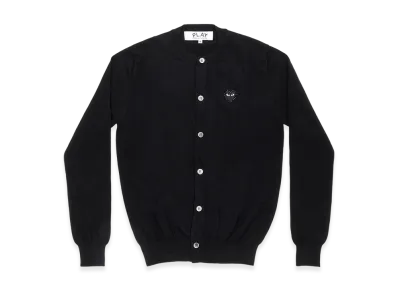 COMME des GARCONS PLAY Unisex Round Neck Cardigan with Emblem x Rhinestone "Black"