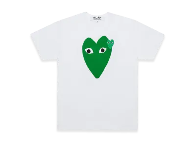 COMME des GARCONS PLAY Printed Green X Black Heart T-Shirt With Green Emblem "White"
