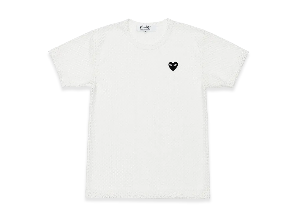 COMME des GARCONS PLAY Polyester Mesh Large Black Emblem "White"