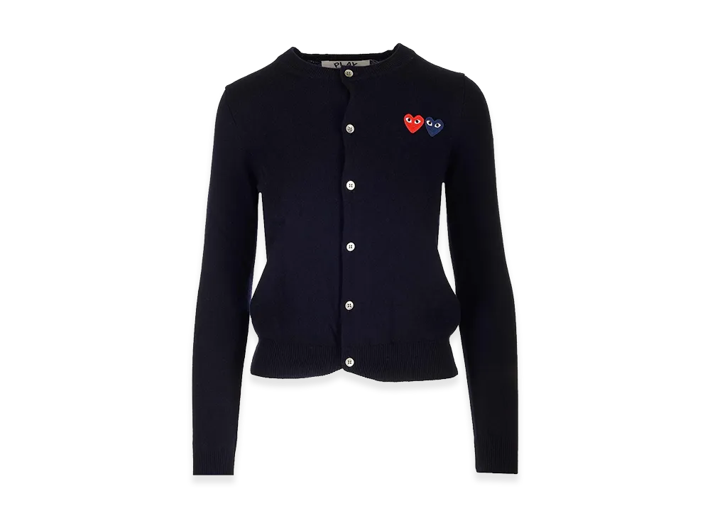 PLAY COMME des GARCONS Crewneck Wool Cardigan "Black"
