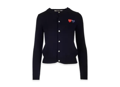 PLAY COMME des GARCONS Crewneck Wool Cardigan "Black"