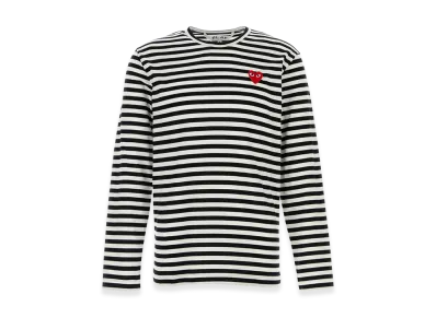 PLAY COMME des GARCONS Embroidered Cotton Long Sleeve T-Shirt "Black/White"