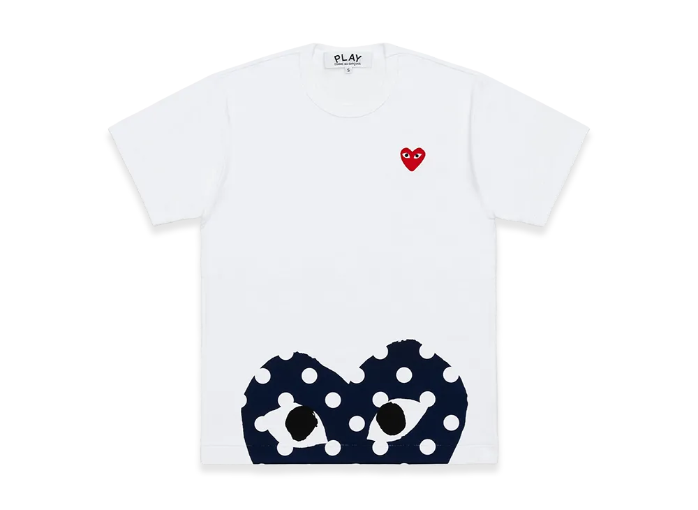 PLAY COMME des GARCONS Cotton Jersey Print T-Shirt "White/Navy"