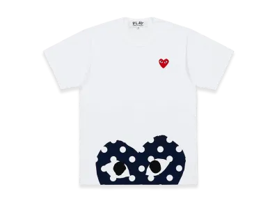 PLAY COMME des GARCONS Cotton Jersey Print T-Shirt "White/Navy"