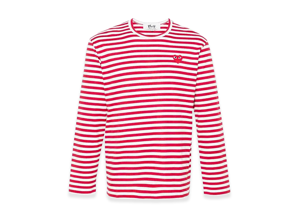 PLAY COMME des GARCONS Embroidered Cotton Long Sleeve T-Shirt "Red/White"
