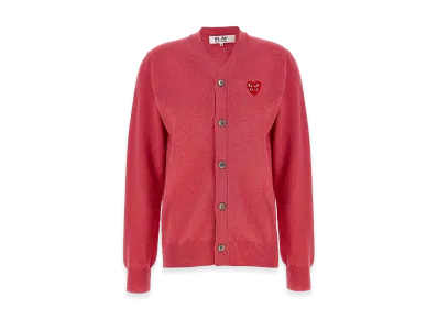 PLAY COMME des GARCONS Women's Double Emblem Cardigan "Pink"