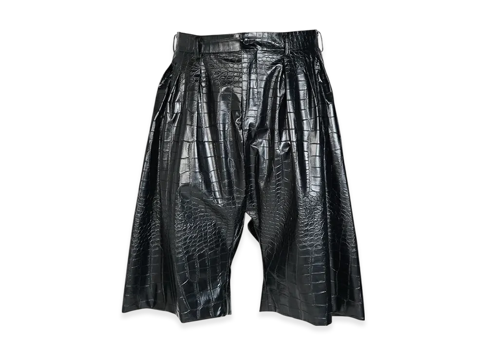 COMME des GARCONS HOMME PLUS Faux Leather Embossed B-Pattern Shorts "Black"
