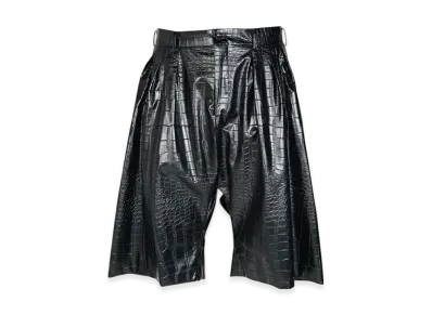 COMME des GARCONS HOMME PLUS Faux Leather Embossed B-Pattern Shorts "Black"