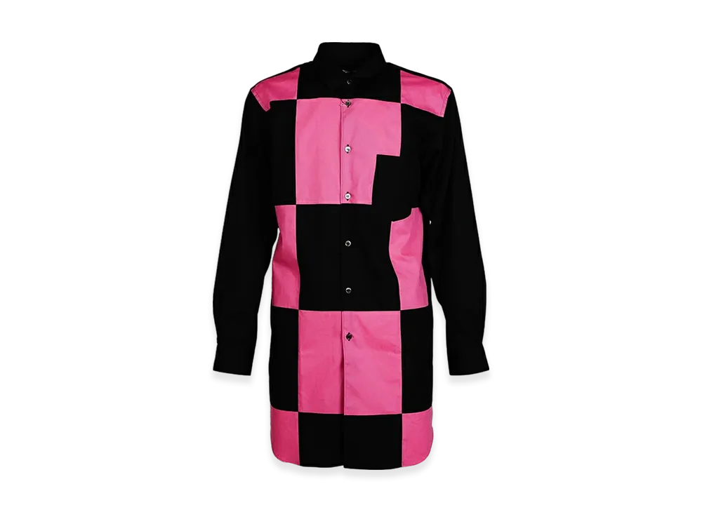 COMME des GARCONS HOMME PLUS Broadcloth Block Check Shirt "Black/Pink"