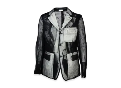 COMME des GARCONS HOMME PLUS Nylon Tulle Cotton Cloth Jacket "Black/Cream"