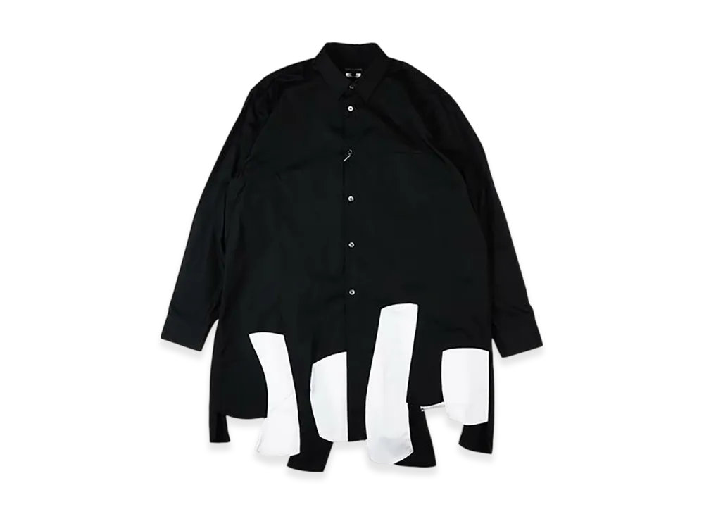 COMME des GARCONS HOMME PLUS Hem Tape Broadcloth Shirt "Black/White"