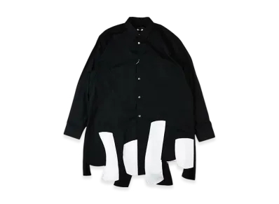COMME des GARCONS HOMME PLUS Hem Tape Broadcloth Shirt "Black/White"