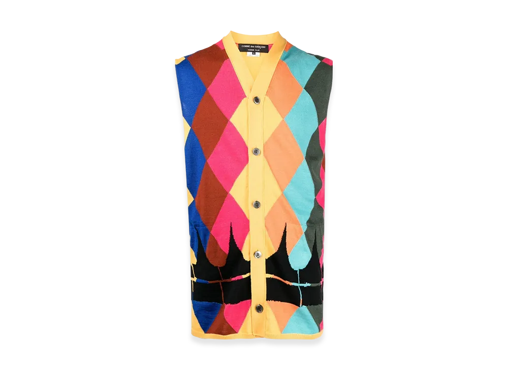 COMME des GARCONS HOMME PLUS Argyle-Intarsia Cardigan "Multi"