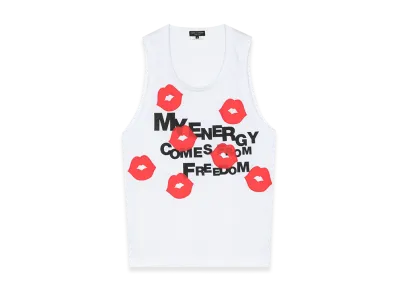 COMME des GARCONS HOMME PLUS Lips Scoop-Neck Tank Top "White"