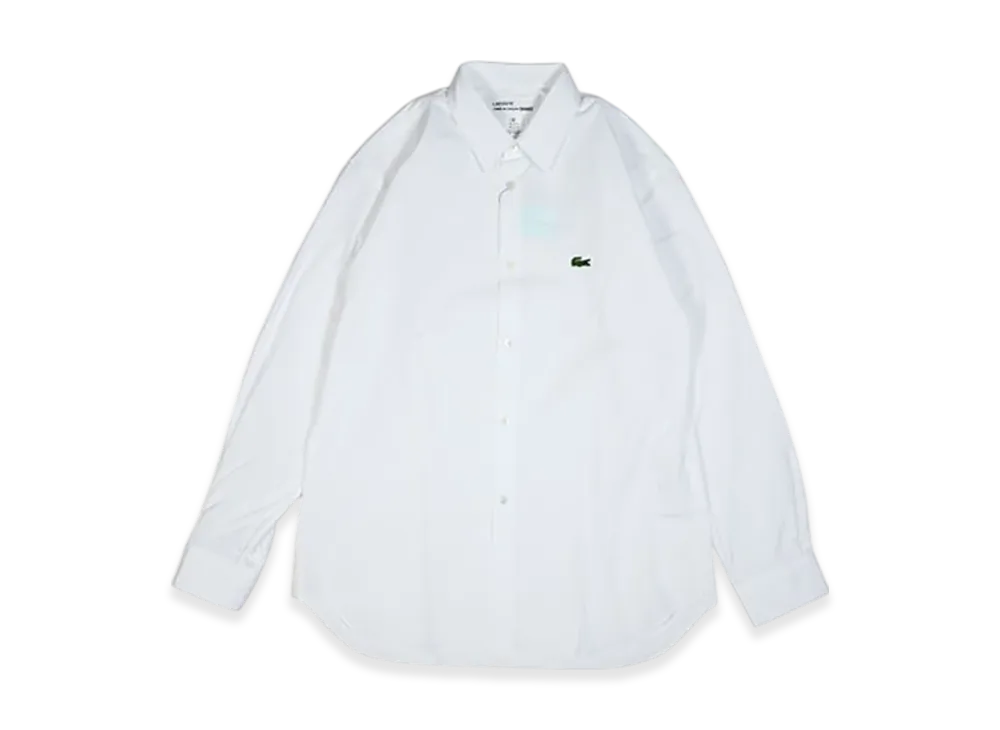COMME des GARCONS SHIRT x LACOSTE Cotton Poplin Plain Shirt With Embroidery "White"