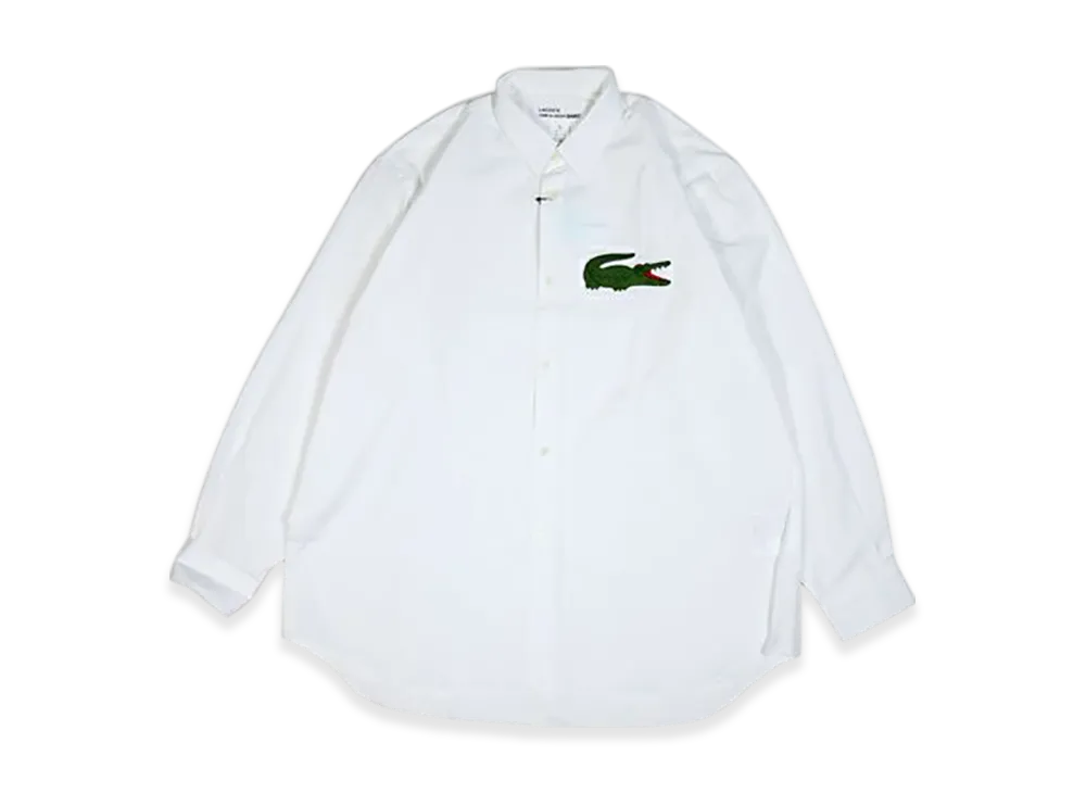 COMME des GARCONS SHIRT x LACOSTE Cotton Poplin Plain Shirt With Big Embroidery "White"