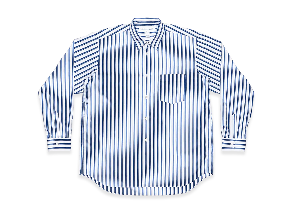 COMME des GARCONS SHIRT Yarn Dyed Cotton Stripe Poplin "Blue"