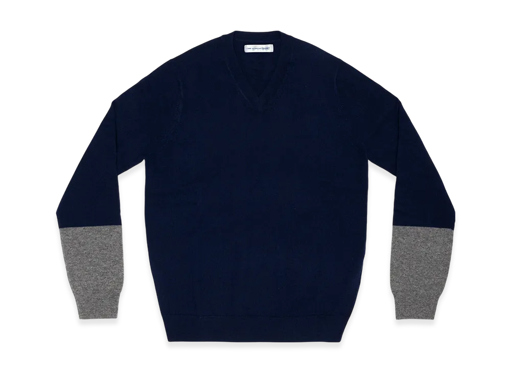 COMME des GARCONS SHIRT V Neck Pullover "Navy/Top Grey"