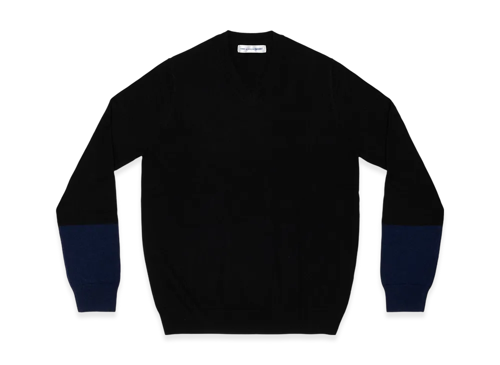 COMME des GARCONS SHIRT V Neck Pullover "Black/Navy"