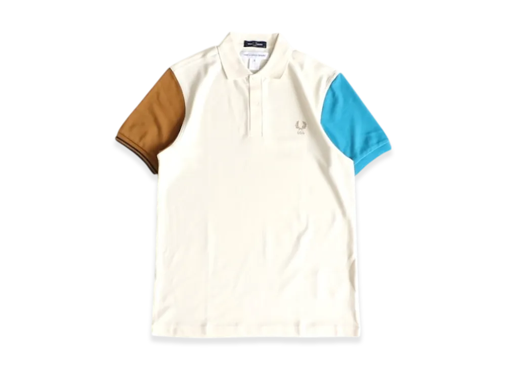 COMME des GARCONS SHIRT x FRED PERRY Polo shirt "Ecru/Brown Blue"