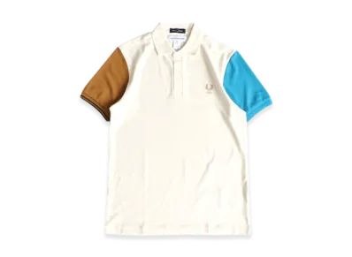 COMME des GARCONS SHIRT x FRED PERRY Polo shirt "Ecru/Brown Blue"