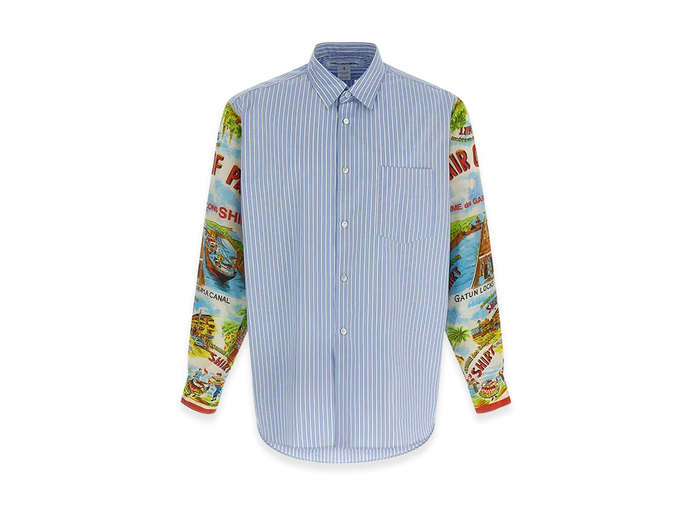 COMME des GARCONS SHIRT Patterned Sleeve Shirt "Blue/Multicolor"