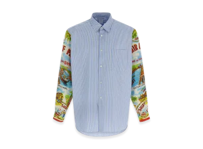 COMME des GARCONS SHIRT Patterned Sleeve Shirt "Blue/Multicolor"