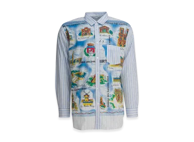 COMME des GARCONS SHIRT Striped Shirt With Print "Light Blue"