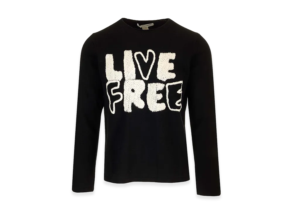 COMME des GARCONS SHIRT Wool Crewnewck Sweater With Live Free Embroidery "Black"