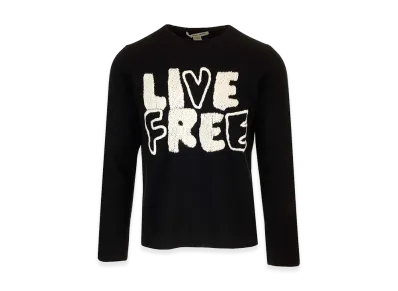 COMME des GARCONS SHIRT Wool Crewnewck Sweater With Live Free Embroidery "Black"