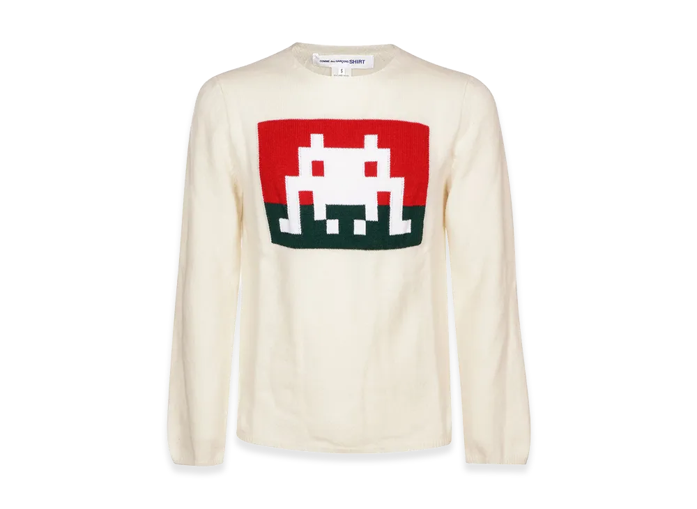 COMME des GARCONS SHIRT Pixel Intarsia Sweater "White"