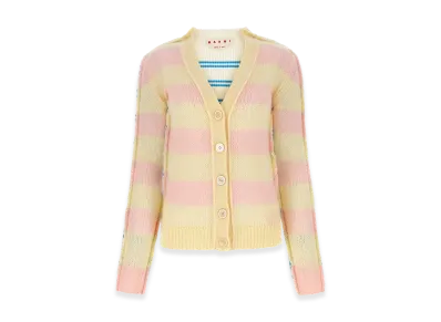 MARNI Women's Embroidered Mohair Blend And Wool Blend Cardigan "Stripped"