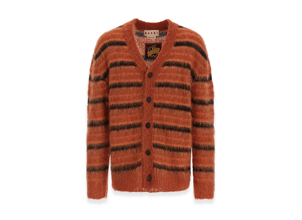 MARNI Brushed Striped Cardigan "Orange"