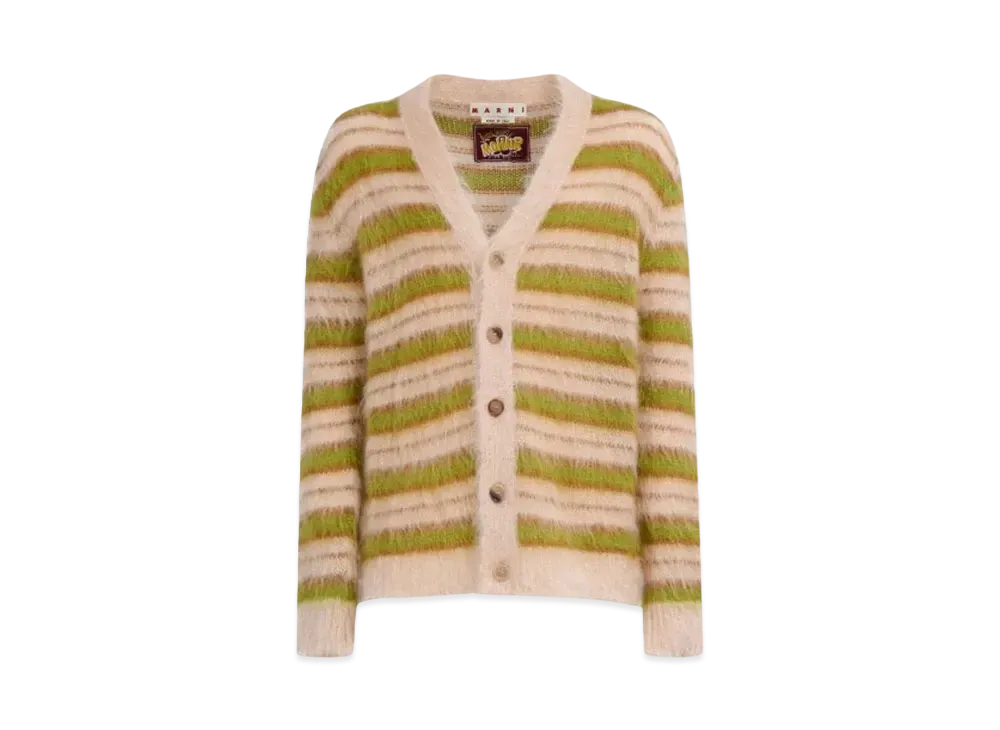 Marni Striped Mohair Cardigan "Lightcamel"