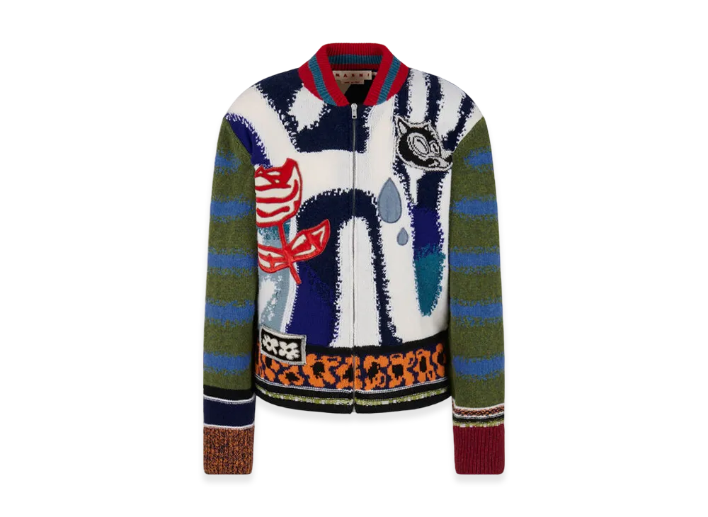 マルニ x オラオルスローン x ソルジャーボーイフレンド ウール製カーディガン "オーシャン" CDMG0172Q0UFWH94JQB60