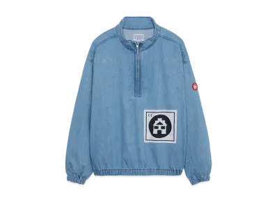 Cav Empt (C.E) BLEACHED DENIM HALF ZIP JACKET "Blue"