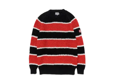 Cav Empt (C.E) STRIPE LOOSE WAFFLE KNIT "Black Red"